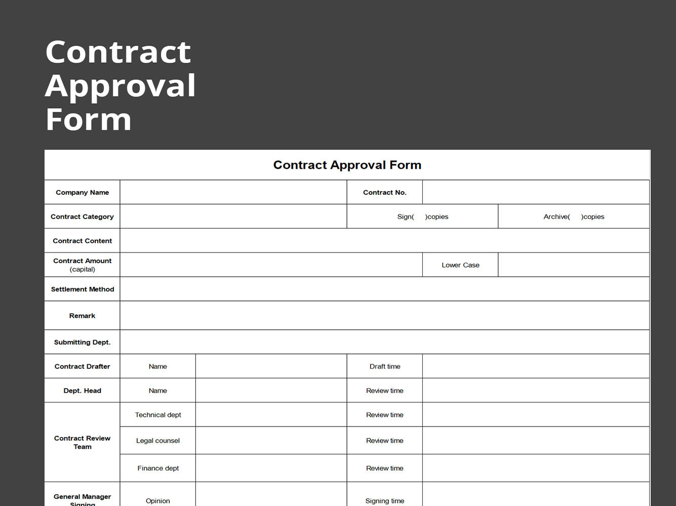 Excel Of Contract Approval Form.xlsx | Wps Free Templates intended for Approval Form Sample Templates