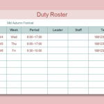 Excel Of Duty Roster Form.xlsx | Wps Free Templates With Regard To Duty Roster Sample Template