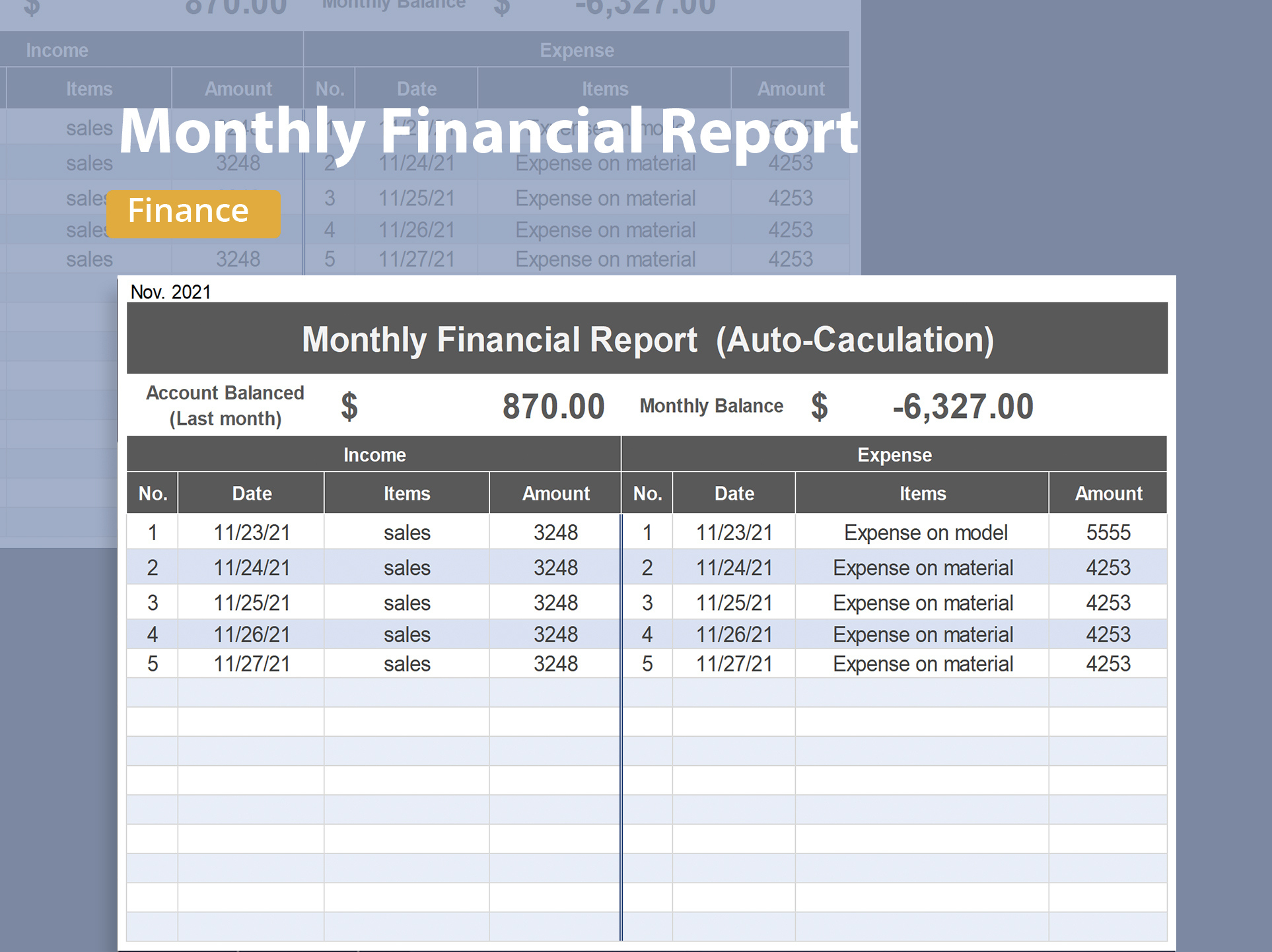 Excel Of Monthly Financial Report.xlsx | Wps Free Templates pertaining to Financial Report Sample Template