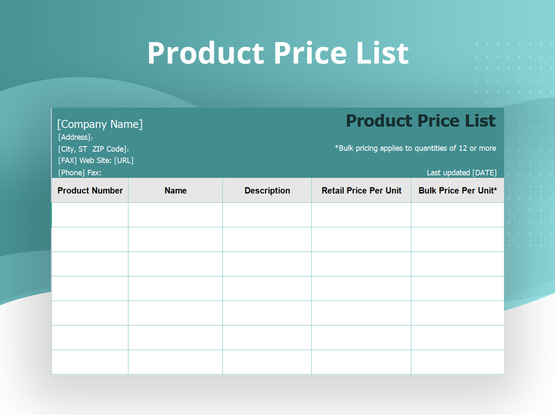 Excel Of Product Price List.xlsx | Wps Free Templates inside Price List Sample Template