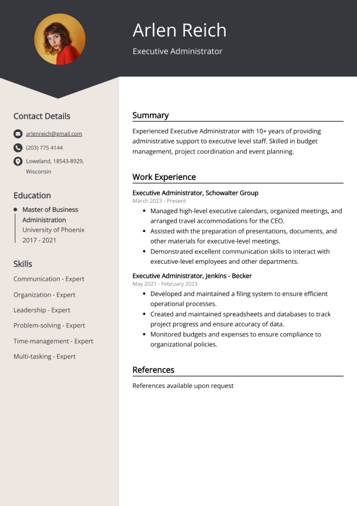 Executive Resume Template Sample