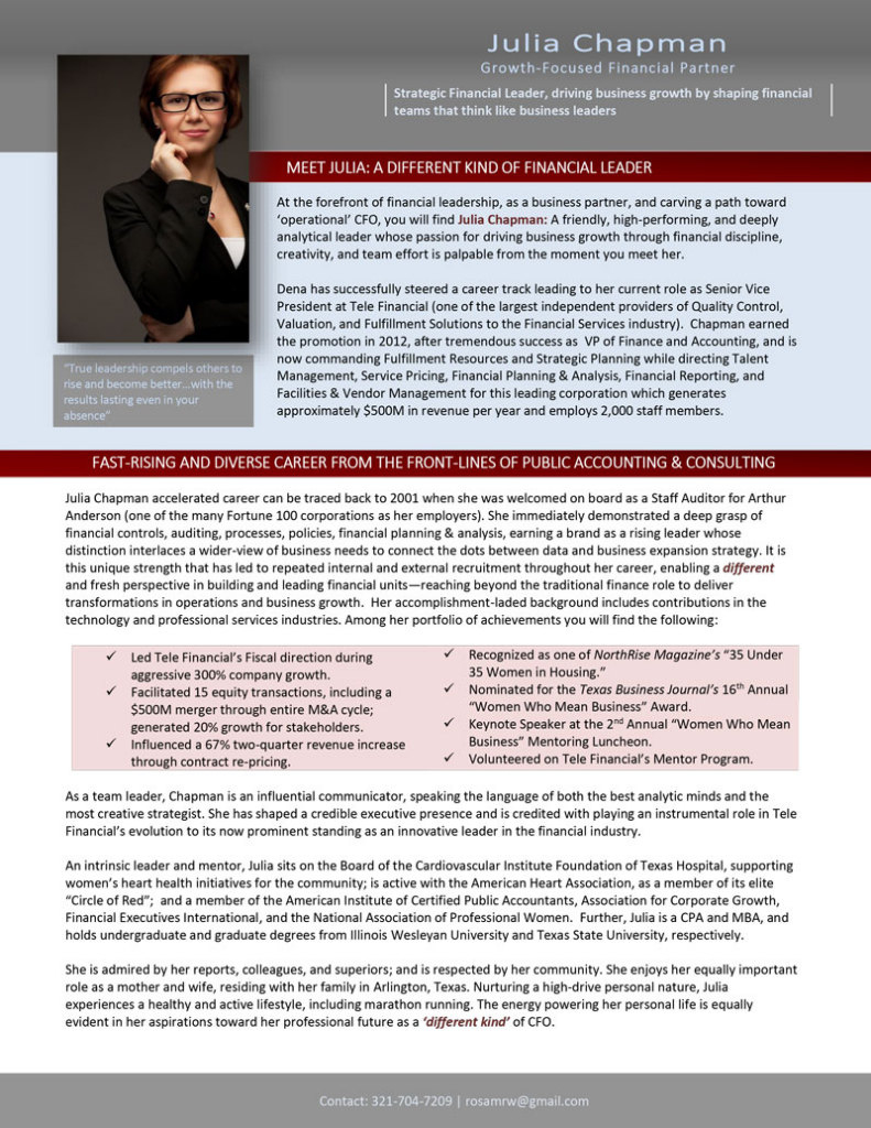 Executive Bio Sample. Traditional Bio Wrtiting Style with Work Biography Template Sample