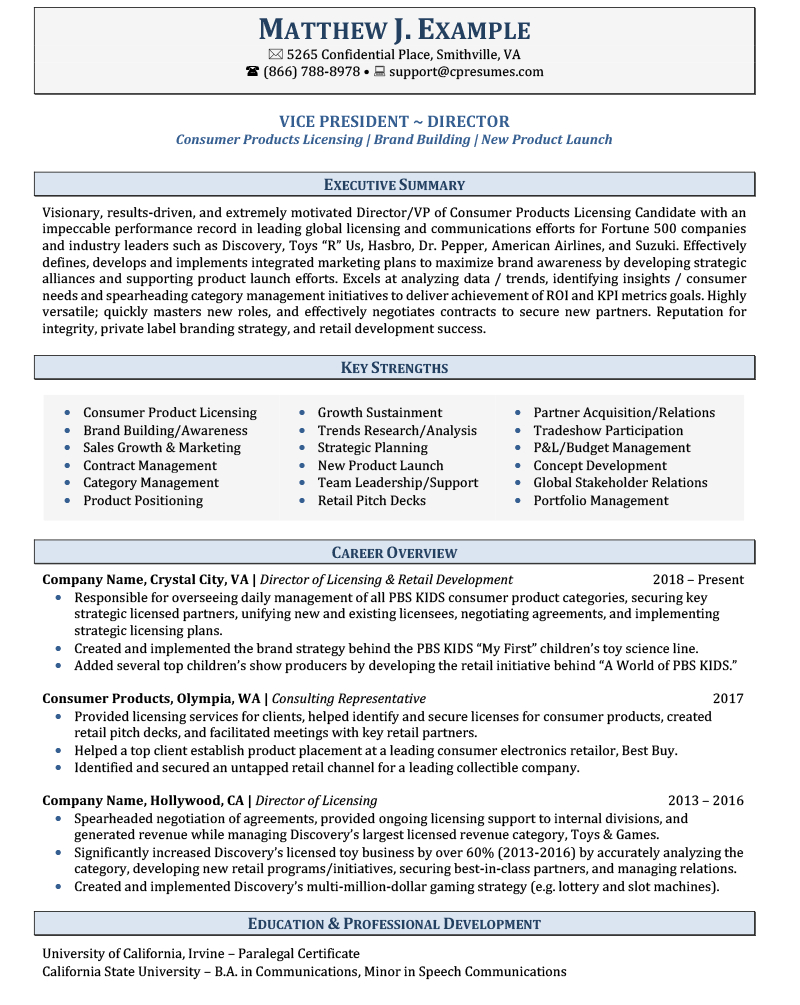 Executive Management Resume Sample | Resume Example For C-Suite throughout Executive Resume Template Sample