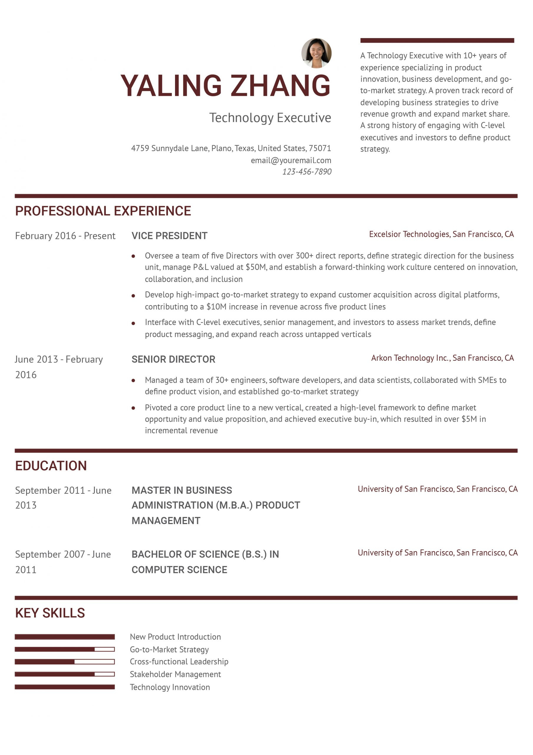 Executive Resume Examples And Templates For 2024 - Resumebuilder intended for Executive Resume Template Sample