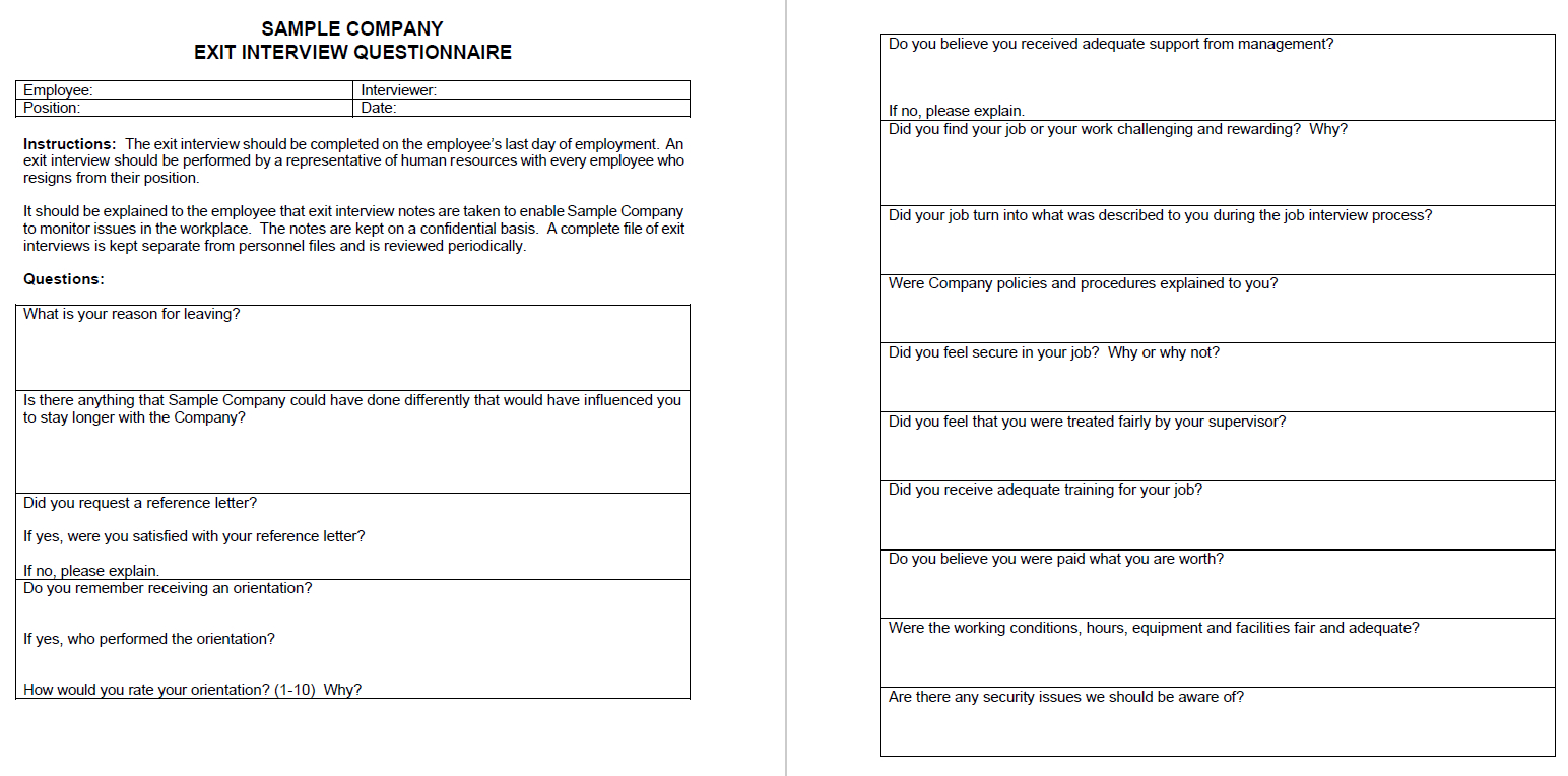 Exit Interview Template: What It Is &amp;amp; 9 Templates To Follow | pertaining to Interview Questions Sample Template