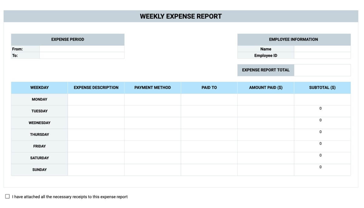 Expense Report Templates - Clockify™ for Expense Sheet Template Sample