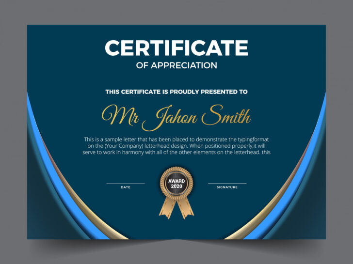 Certificate of Appreciation Template Sample Free