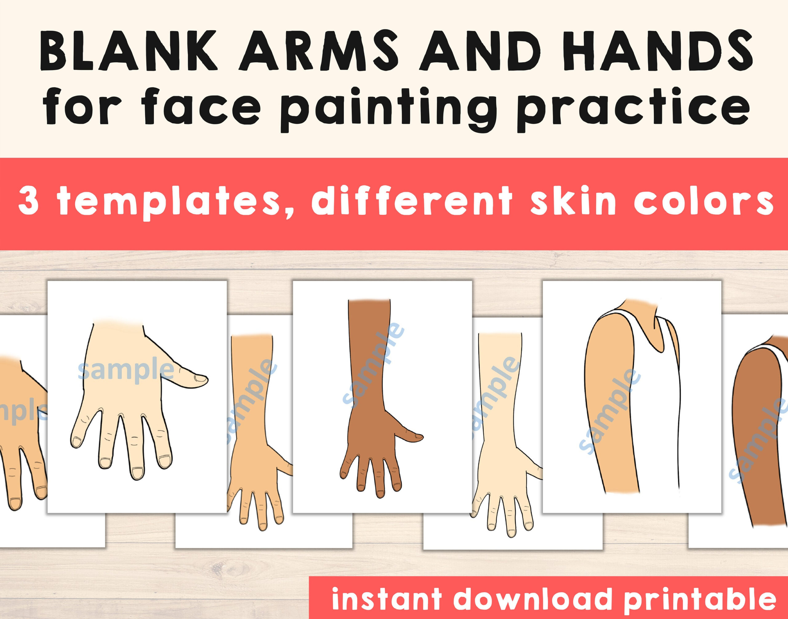 Face Paint Blank Arm Templates Pack Of 9 Arm Template Printable intended for Arm Sample Templates