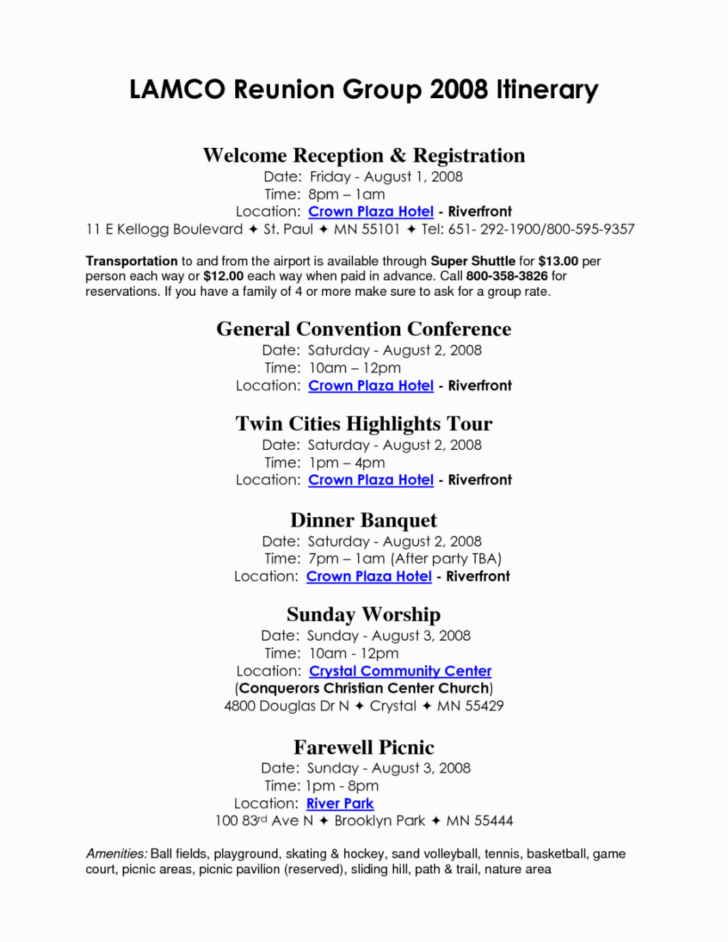 Family Reunion Program Sample Templates