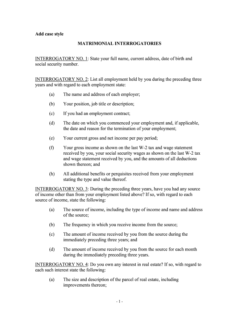 Fill And Sign The Sample Answers To Interrogatories Personal Injury for Interrogatories Template and Sample Answers