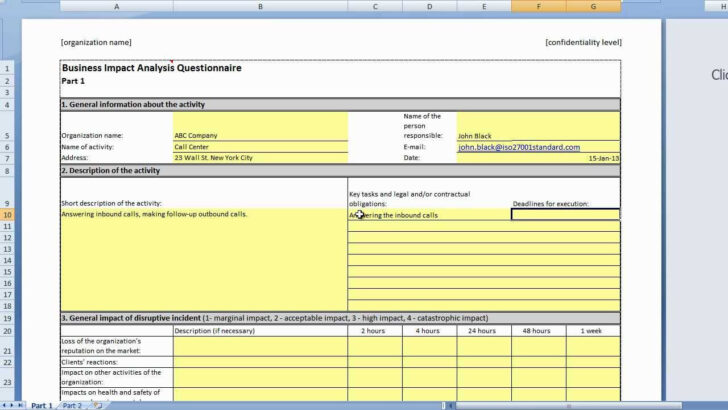 Business Impact Analysis Sample Template