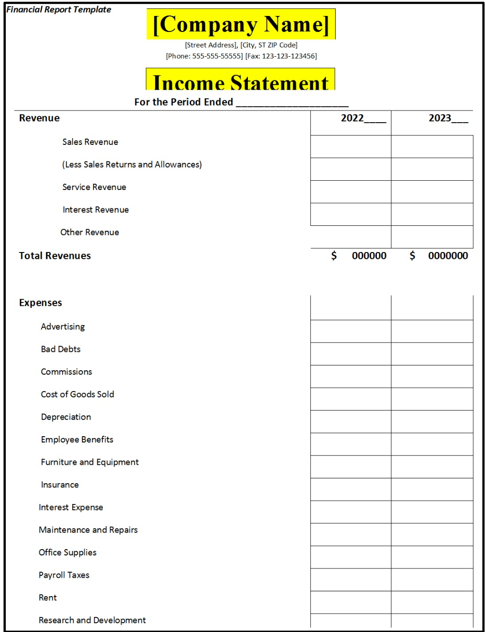 Financial Report Template - Free Report Templates regarding Year-End Report Sample Template