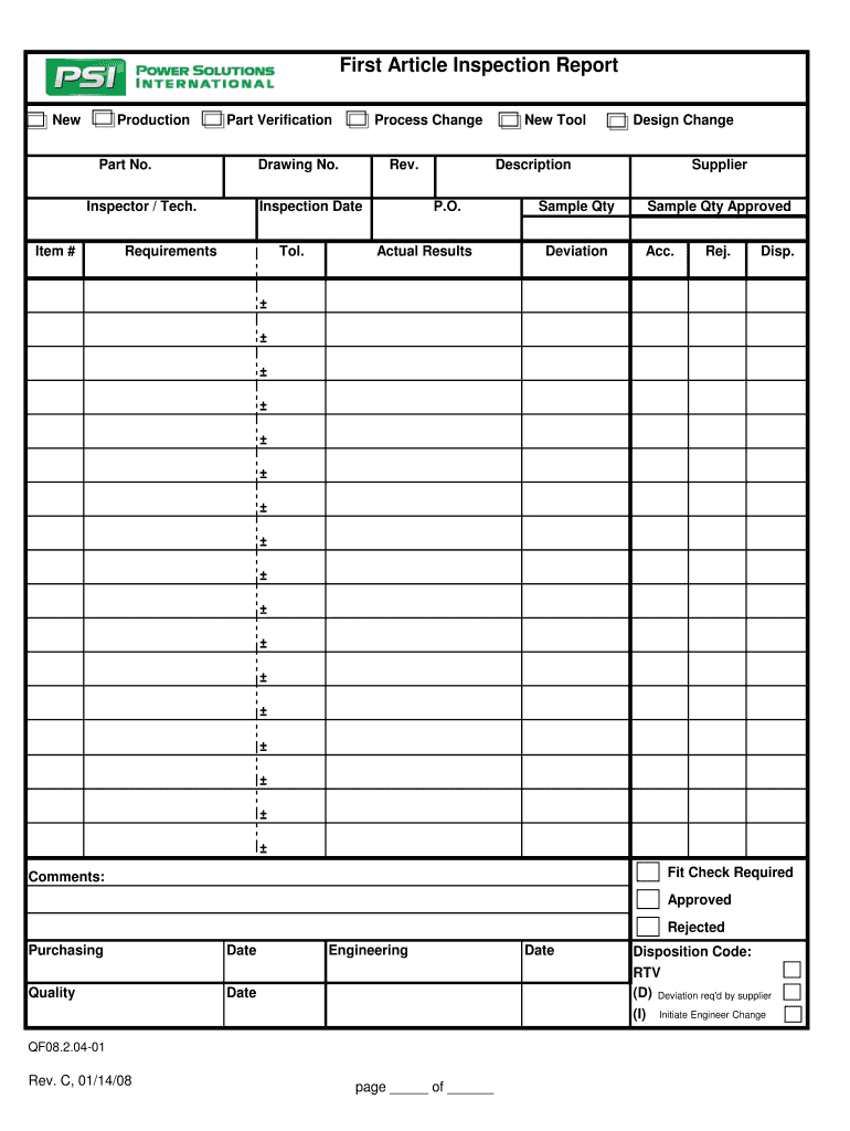 First Article Inspection Report Template: Fill Out &amp;amp; Sign Online for Initial Sample Inspection Report Template