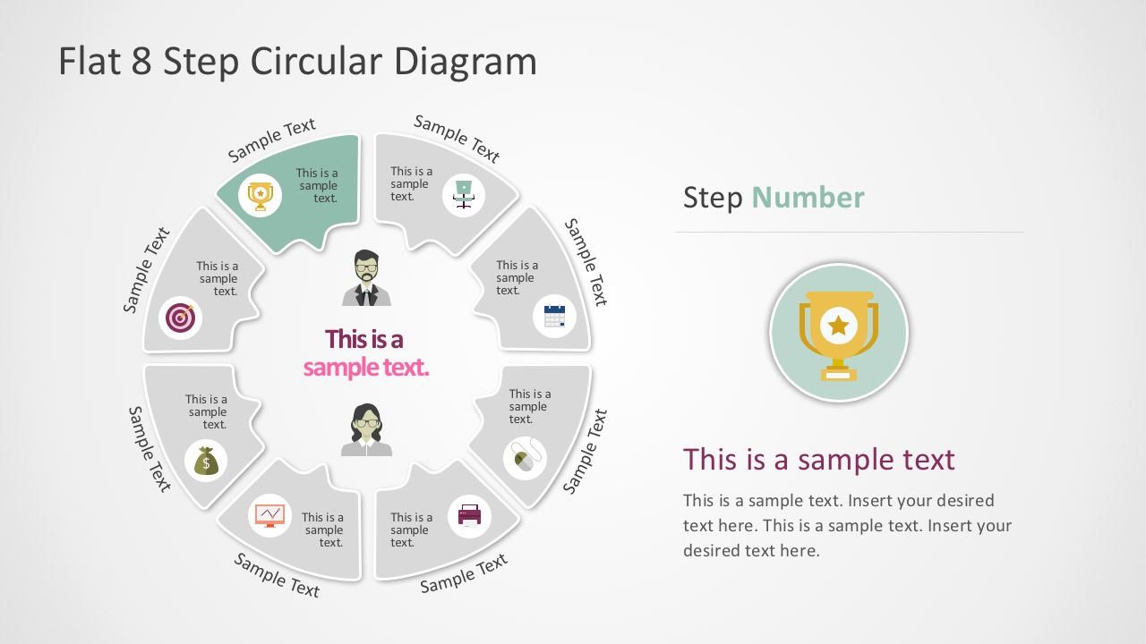 Flat 8 Step Circular Diagram Template &amp;amp; Google Slides inside Step Template With Circles And Numbers Sample