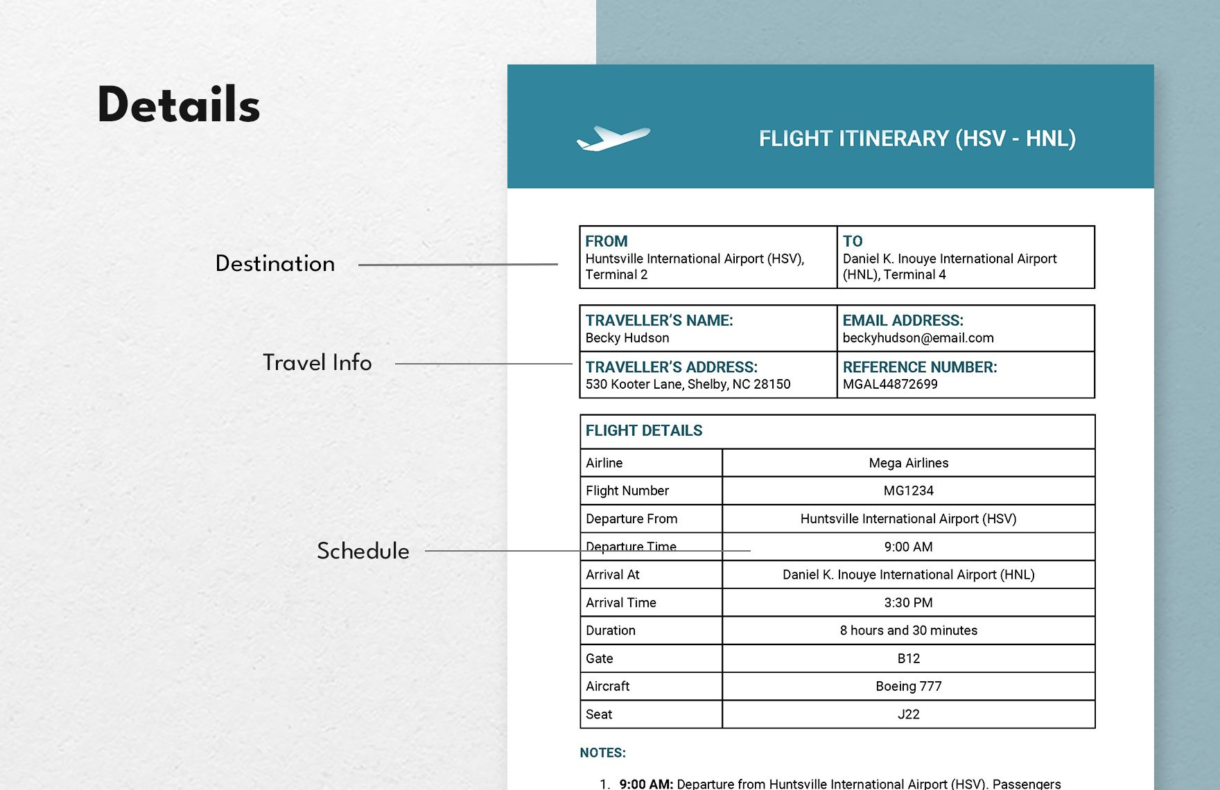 Flight Itinerary Template In Word, Pdf, Google Docs - Download pertaining to Flight Itinerary Template Sample