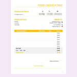 Food Order Form Template In Apple Numbers, Apple Pages, Word, Pdf In Food Order Form Sample Template