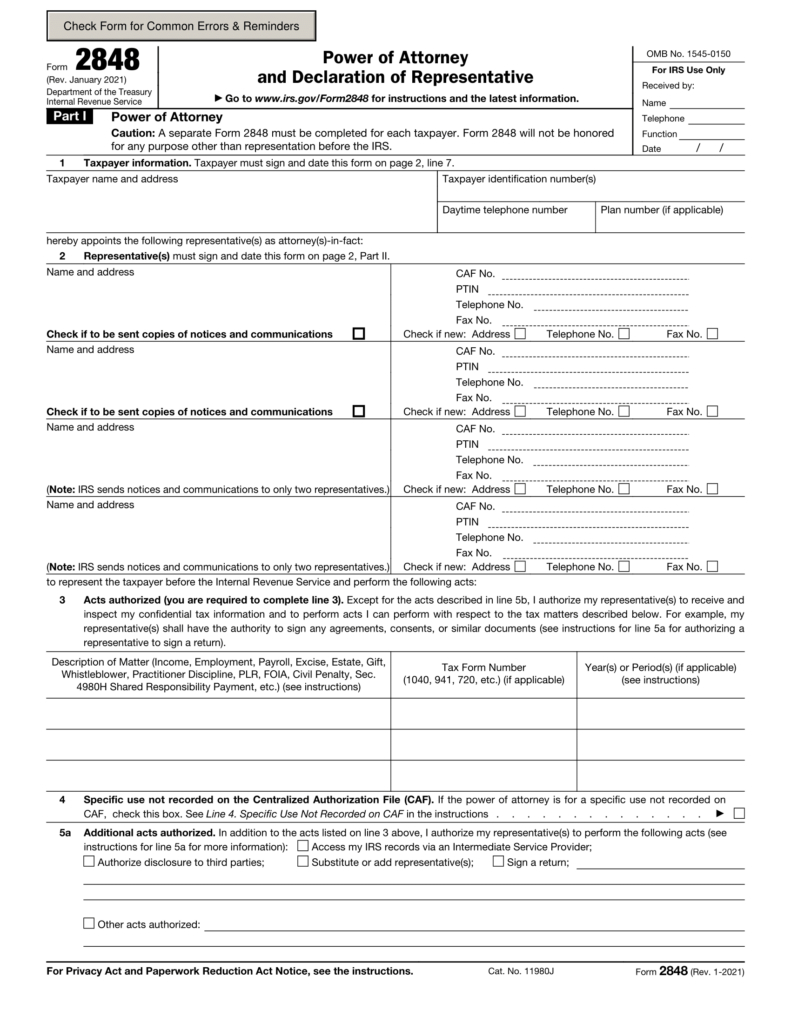 Form 2848 Irs Power Of Attorney throughout Irs Sample Template For Healthcare Providers