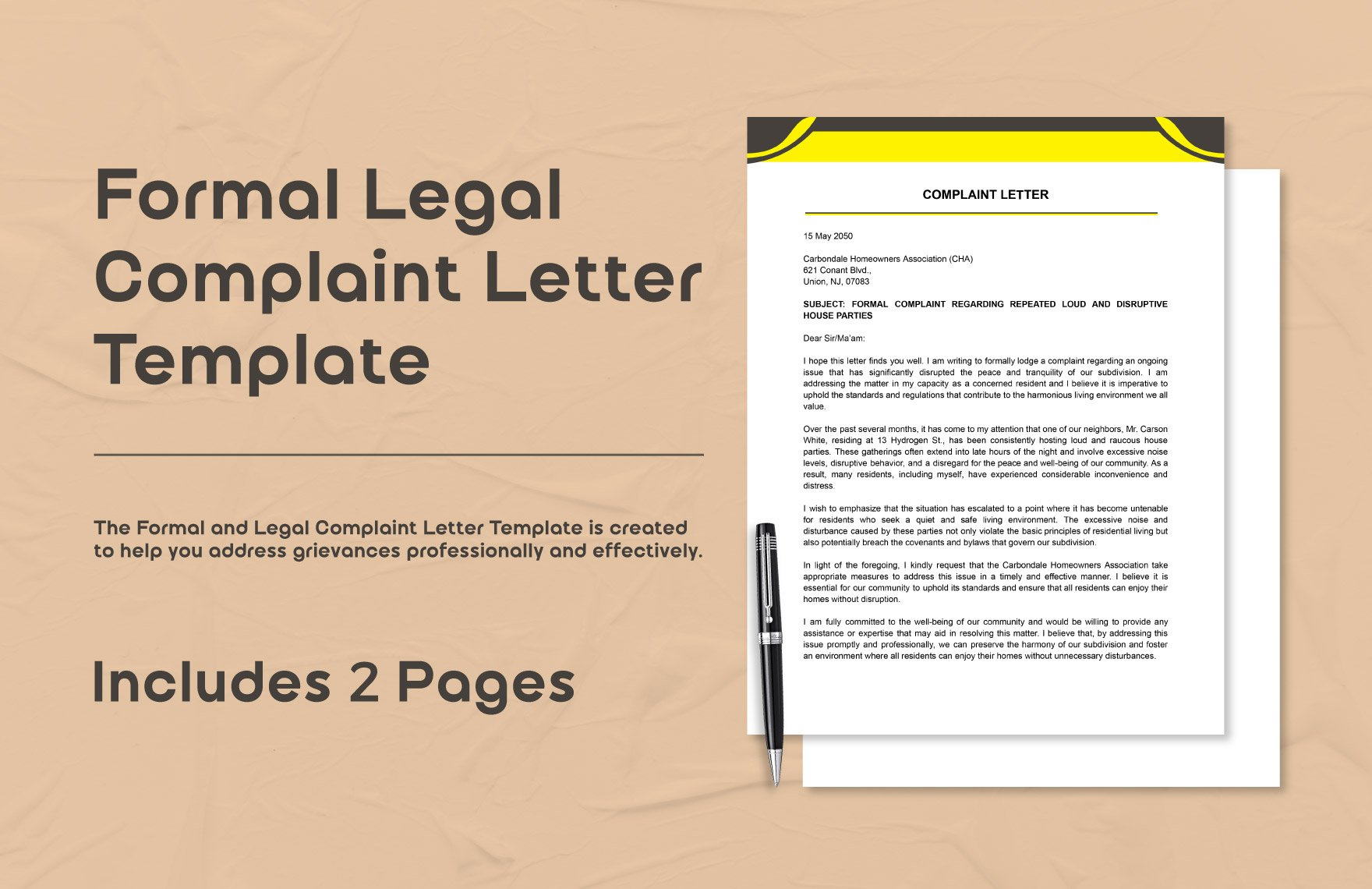 Formal Legal Complaint Letter Template In Word, Pdf, Google Docs pertaining to Lawsuit Complaint Sample Template