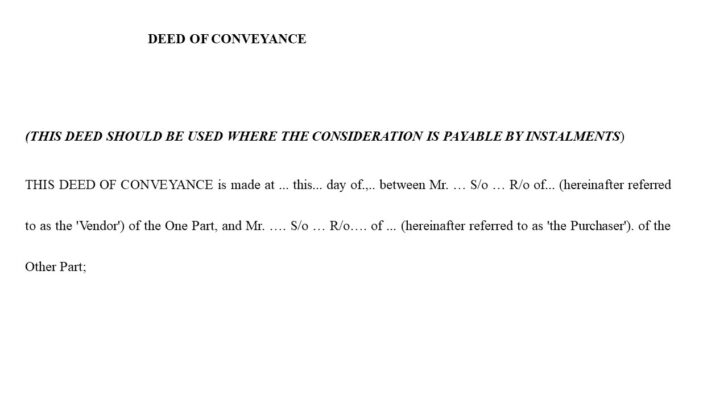 Deed of Conveyance Sample Template