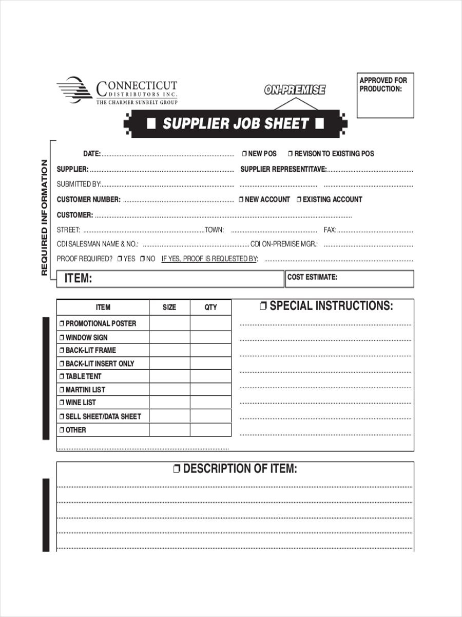 Free 10+ Job Sheet Examples &amp;amp; Samples In Google Docs With Regard for Job Card Sample Template