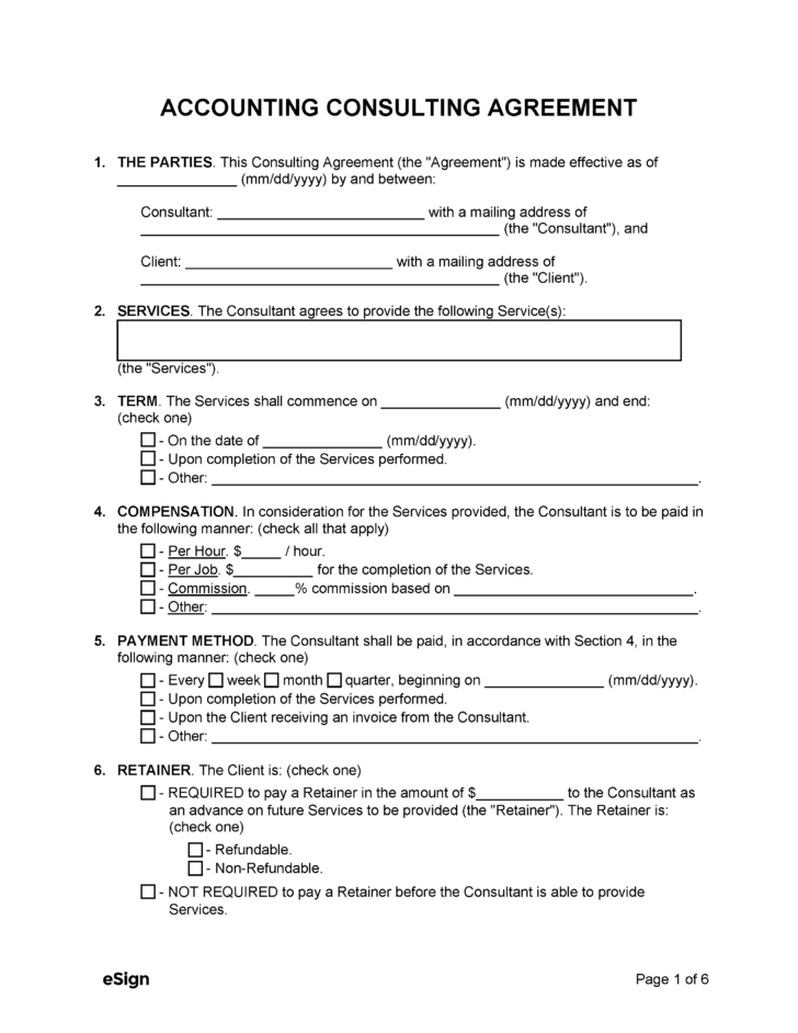 Consulting Contract Sample Template