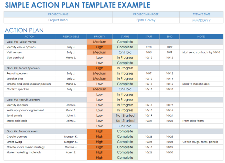 Free Action Plan Sample Template