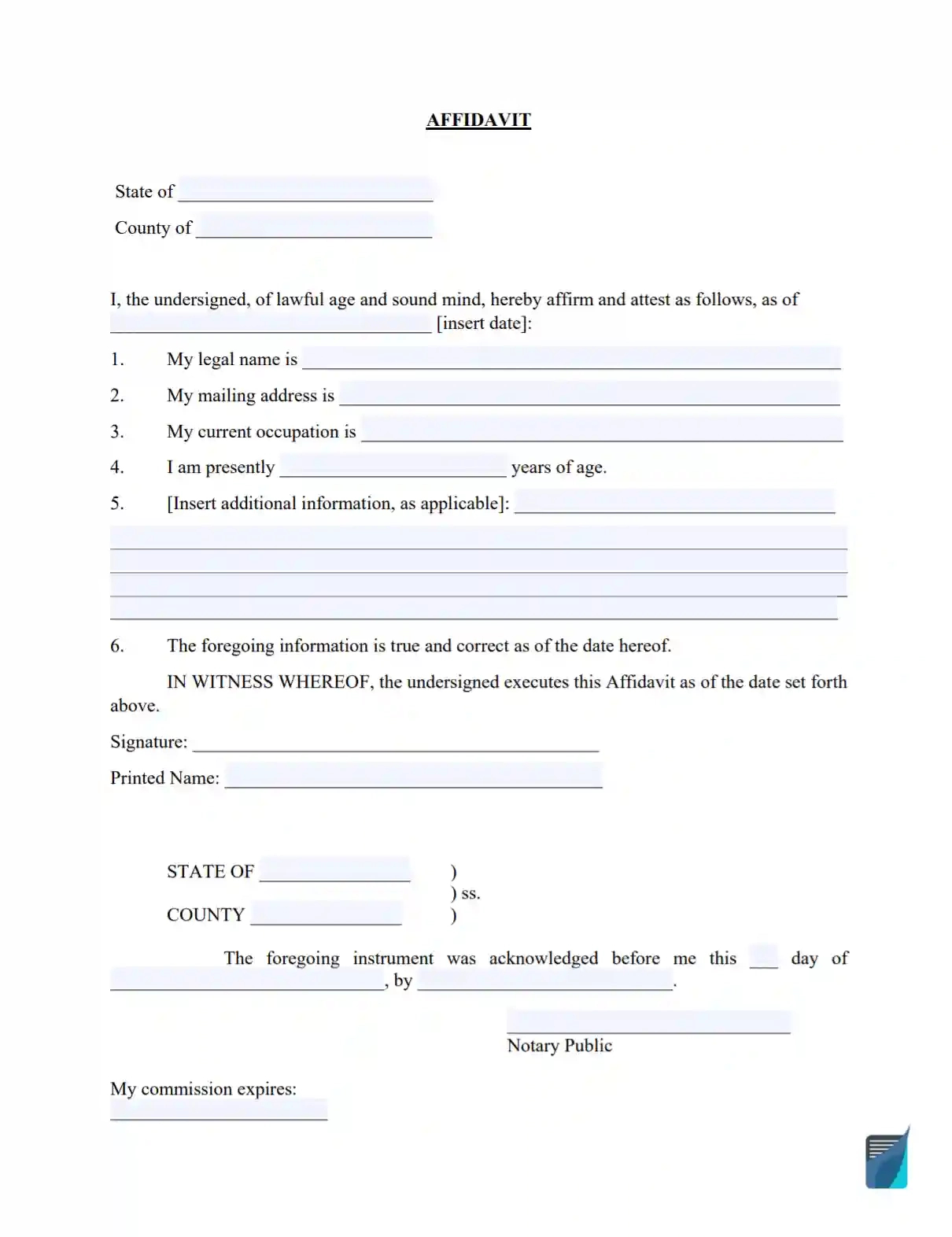 Affidavit Sample Template | Template Samples