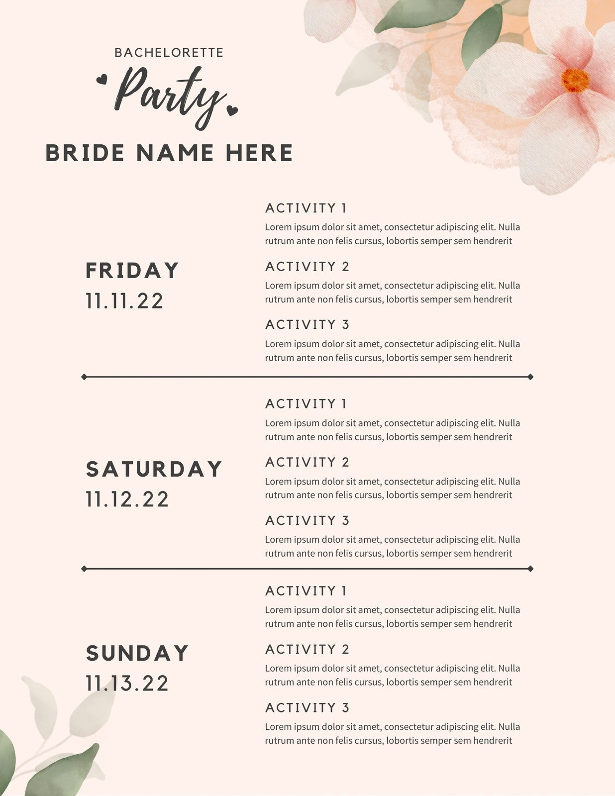 Free And Customizable Itinerary Planner Templates | Canva for Itinerary Template Sample