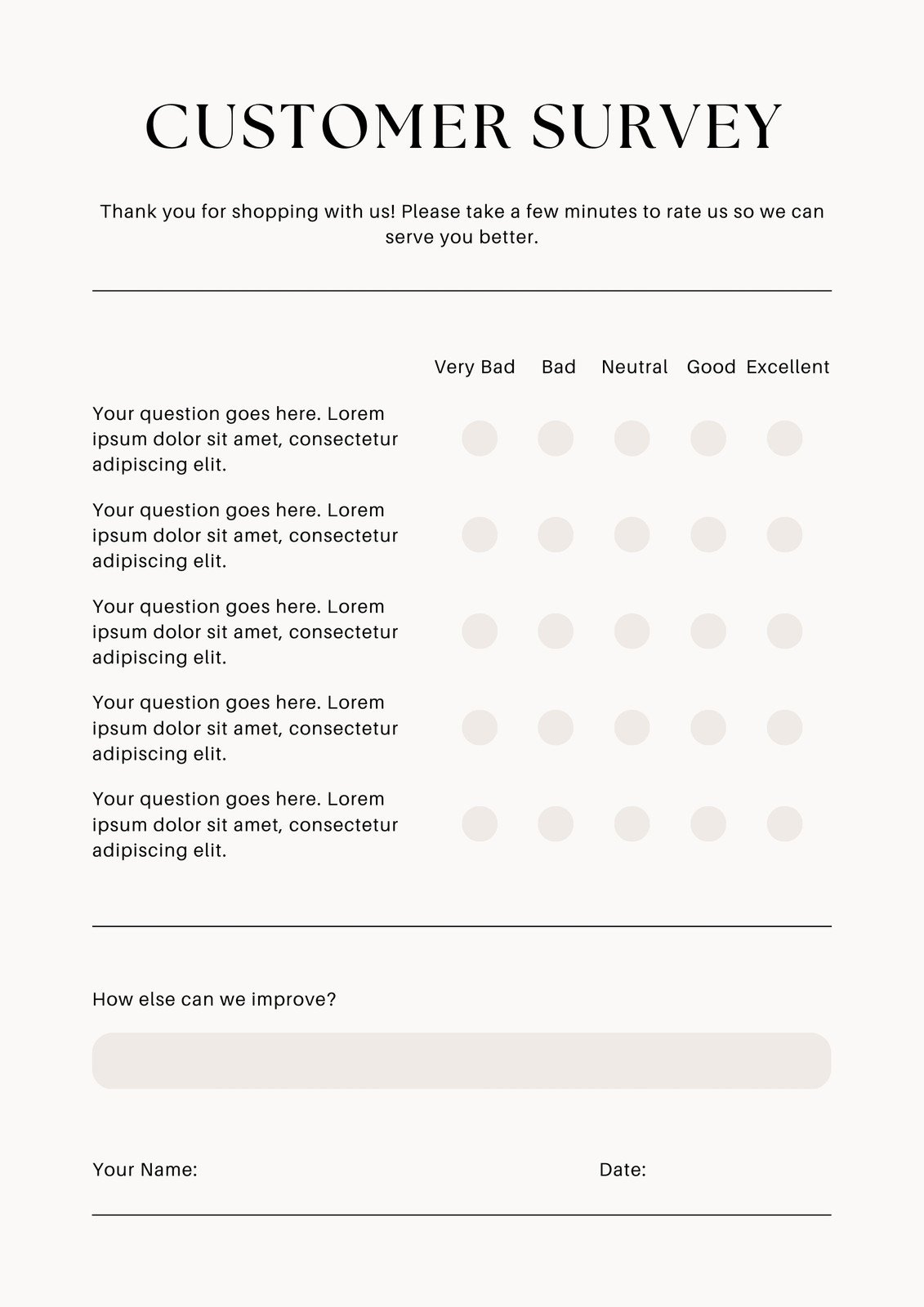 Free And Customizable Survey Templates with regard to Customer Survey Sample Templates