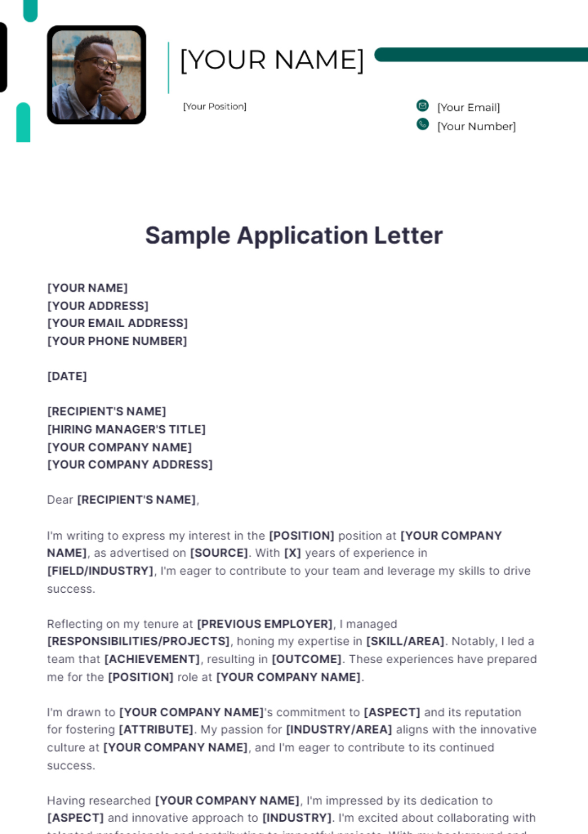 Free Application Letter Templates &amp;amp; Examples - Edit Online with Sample Application Template