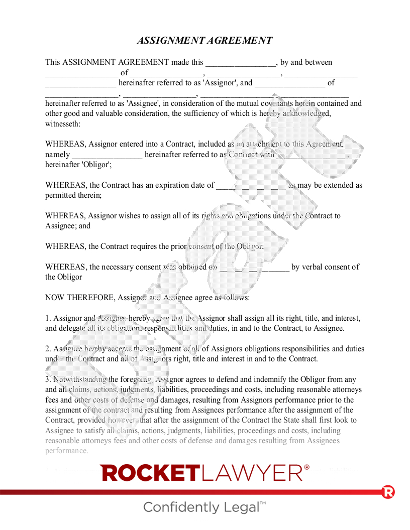 Free Assignment Agreement Template &amp;amp; Faqs - Rocket Lawyer inside Assignment Sample Template