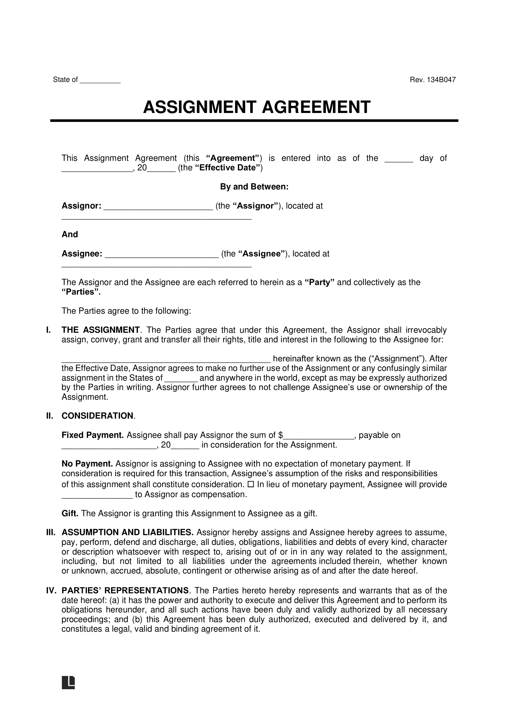 Free Assignment Agreement Template | Sample (Pdf &amp;amp; Word) inside Assignment Sample Template