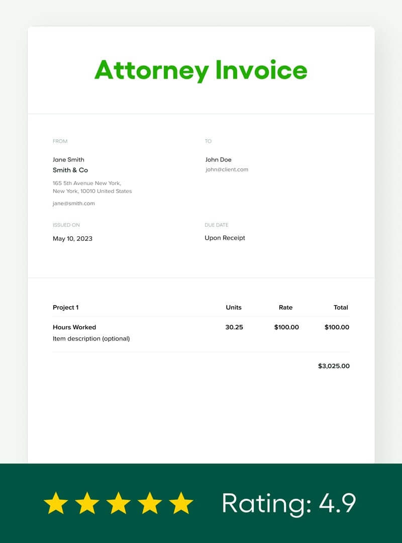 Free Attorney Invoice Template (Free - 2024 Updated) - Bonsai pertaining to Sample Attorney Invoice Template