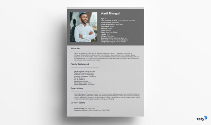 Bio Data Sample Template for Marriage