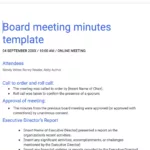 Free Board Meeting Minutes Template Intended For Board Meeting Minutes Template Sample