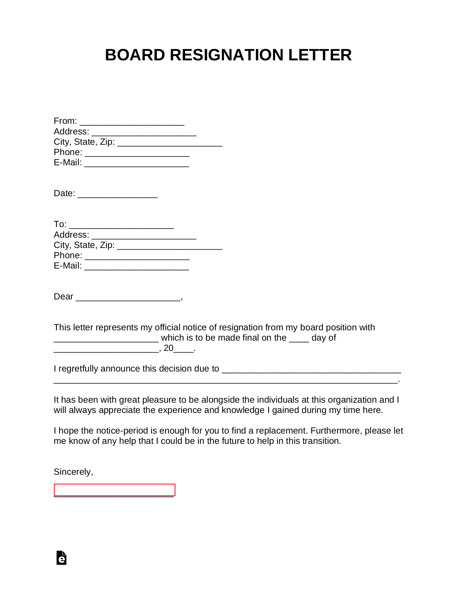 Free Board Resignation Letter Template - With Samples - Pdf | Word intended for Board Resignation Letter Sample Template