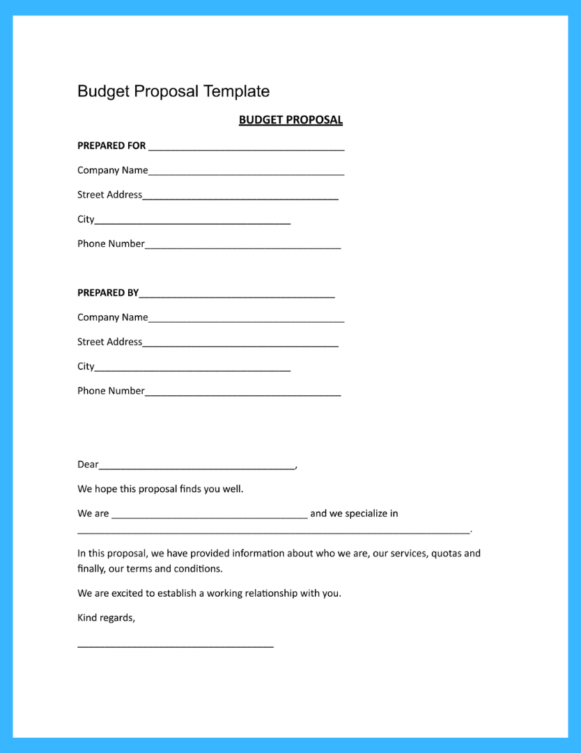 Free Budget Proposal Template To Win More Clients for Budget Proposal Template Sample