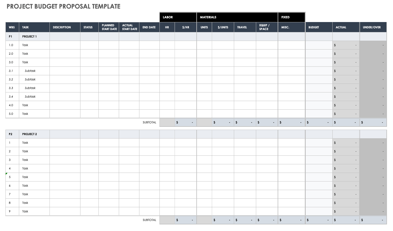 Free Budget Proposal Templates | Smartsheet with regard to Budget Proposal Template Sample