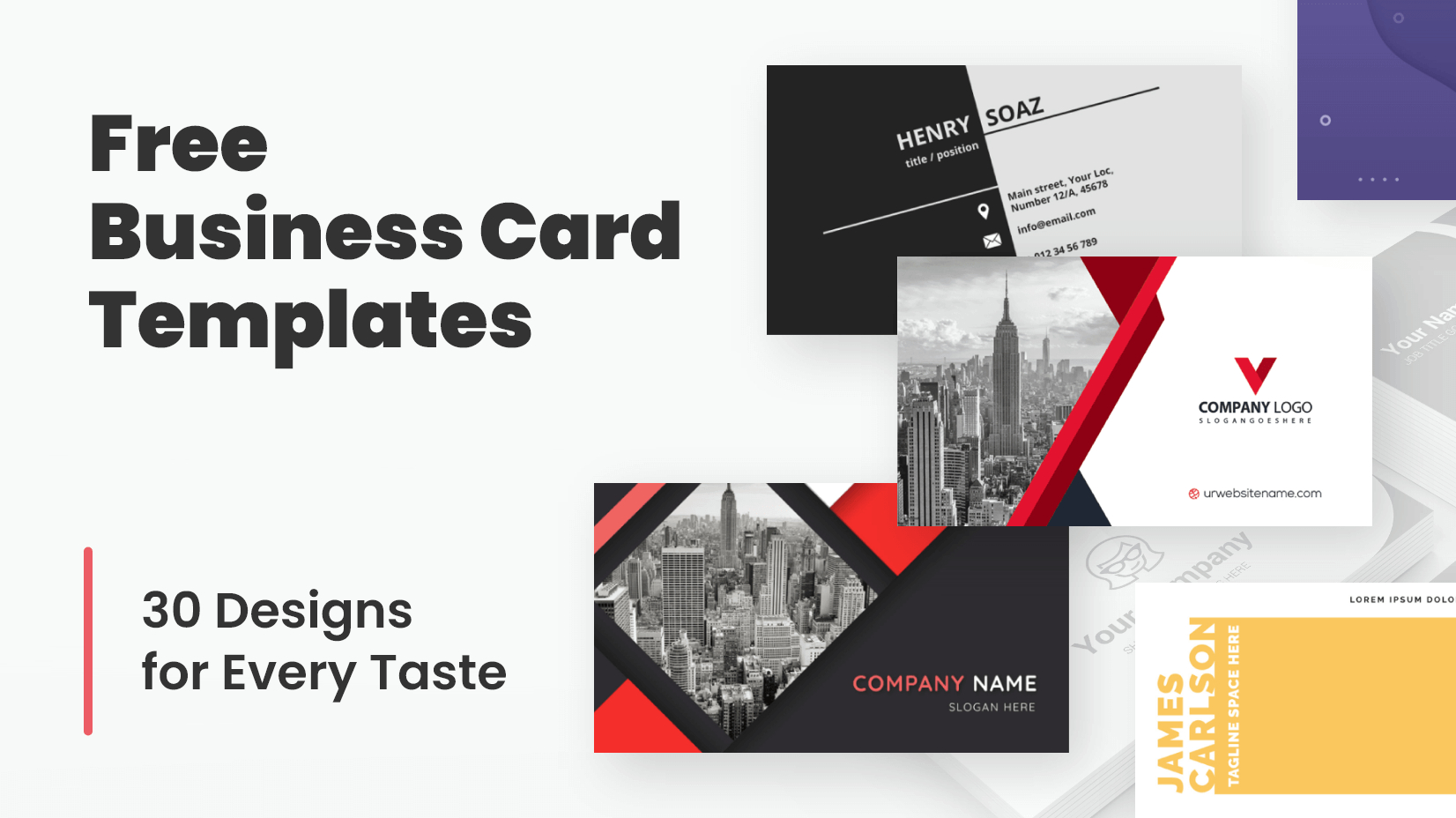 Free Business Card Templates: 30 Designs For Every Taste | Graphicmam for Visiting Card Sample Templates