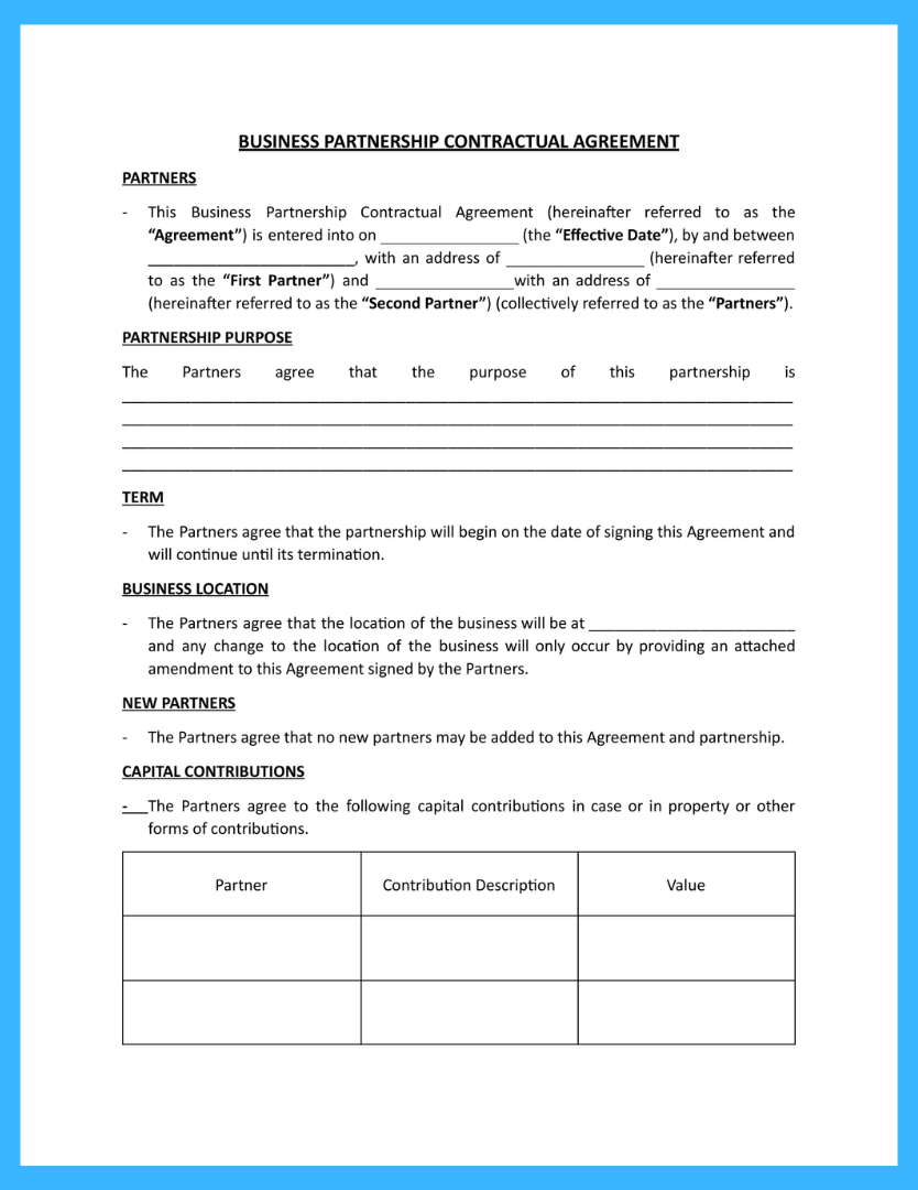 Free Business Partnership Agreement Template For Download regarding Business Partnership Agreement Template Sample