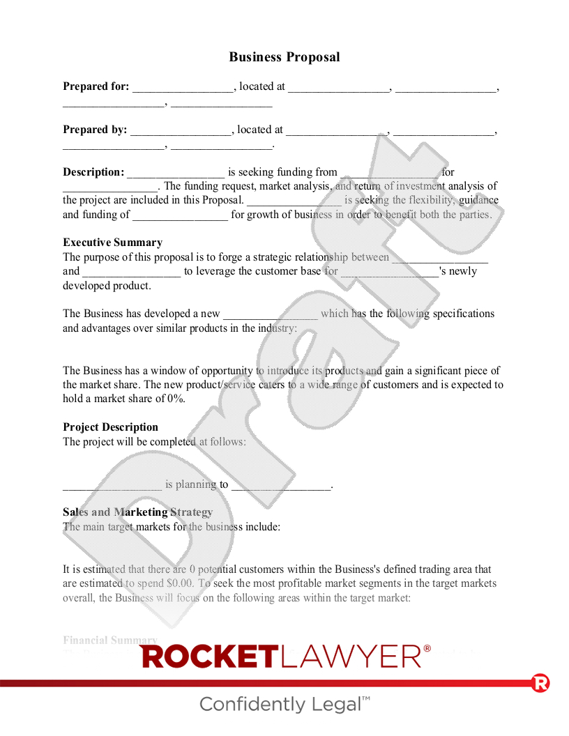 Free Business Proposal Template &amp;amp; Faqs - Rocket Lawyer for Proposal Template Sample