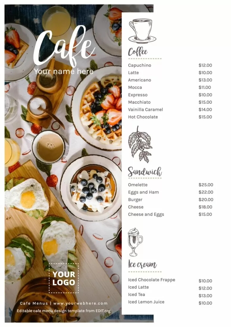 Free Cafe Menu Templates To Customize throughout Free Menu Sample Templates