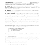 Free California Corporate Bylaws Template   Pdf | Word – Eforms With Free Bylaws Sample Template