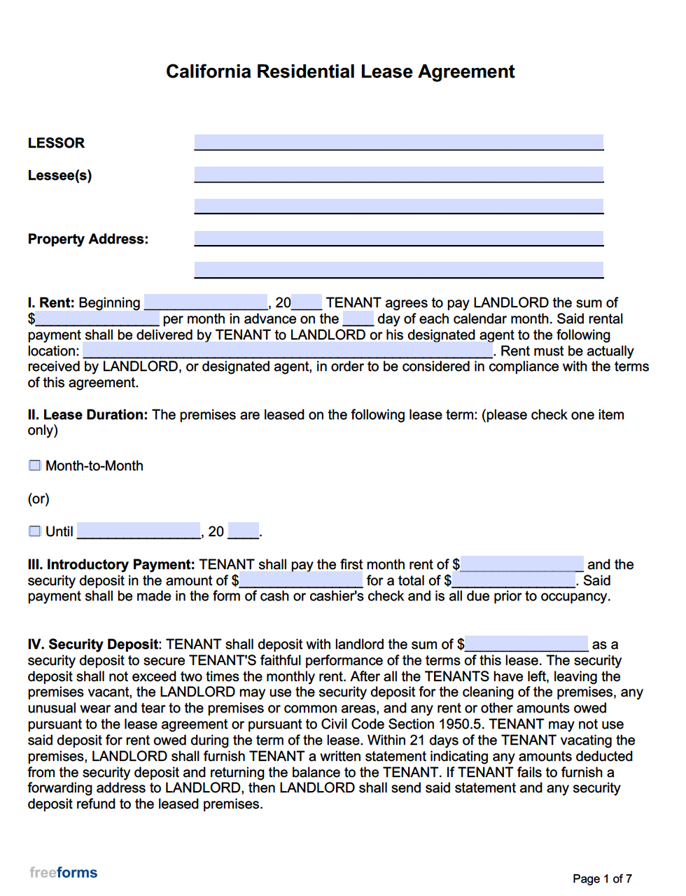 Free California Rental Lease Agreement Templates | Pdf | Word pertaining to Rental Agreement Template Sample