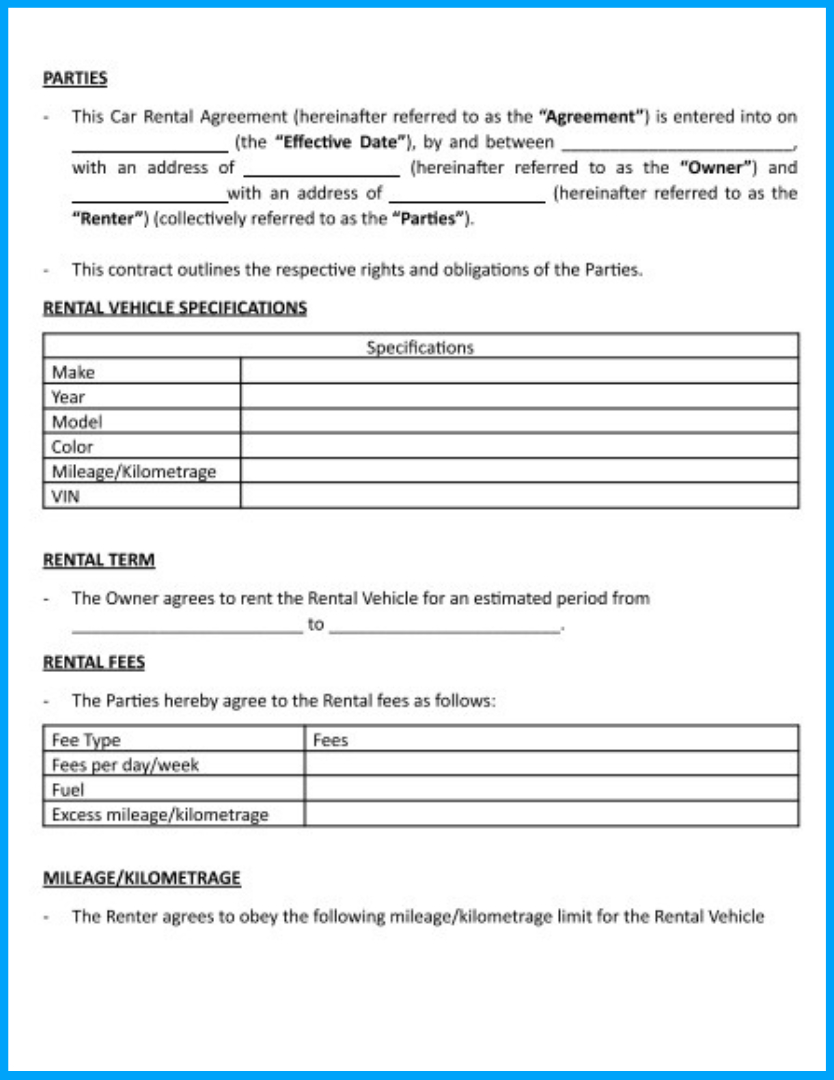 Free Car Rental Agreement Template To Help You Win More Clients regarding Car Rental Contract Template Sample