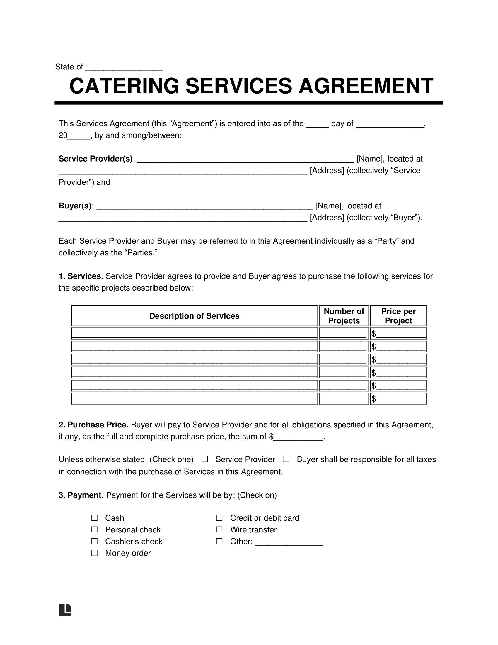 Free Catering Contract Template | Customizable Sample within Catering Contract Template Sample