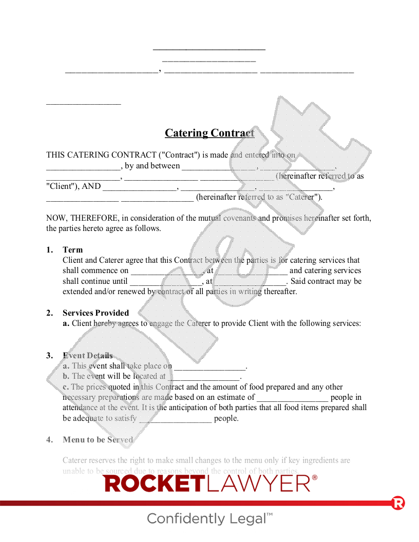 Free Catering Contract Template &amp;amp; Faqs - Rocket Lawyer regarding Catering Contract Template Sample