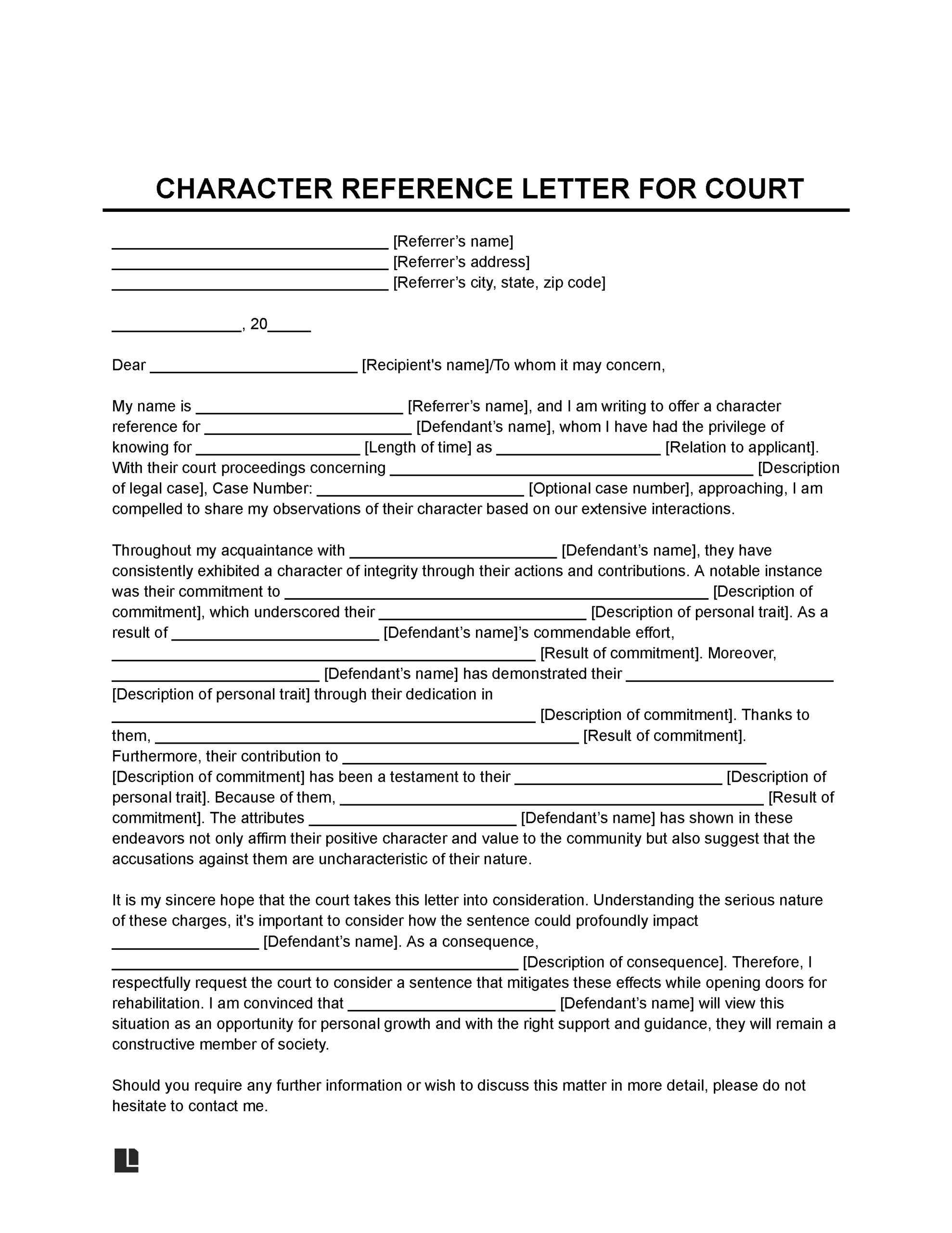 Free Character Reference Letter For Court Template | Pdf &amp;amp; Word pertaining to Character Reference Letter For Court Template Sample