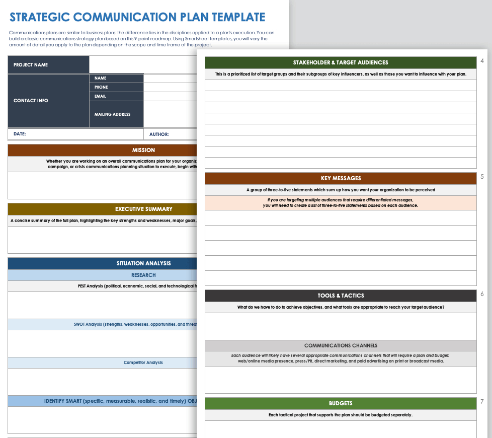 Free Communication Plan Templates | Smartsheet regarding Strategic Communications Plan Template Sample