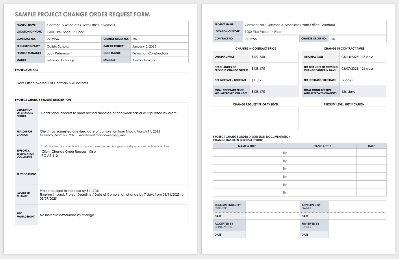 Free Construction Change Order Forms | Smartsheet for Change Request Template Sample